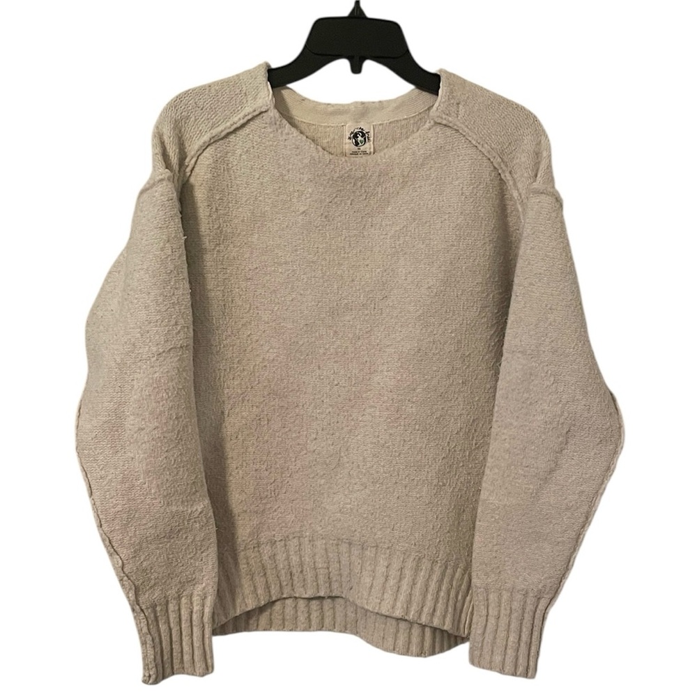 We The Free Women's Cream White Exposed Seam Crewneck Pullover Sweater Size XS